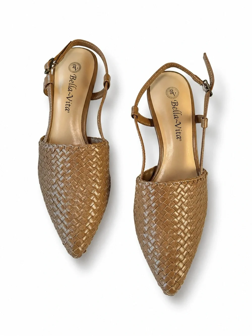 Bella Vita Nude Kaisley Woven Kitten Heel Slingback Pumps Size 8